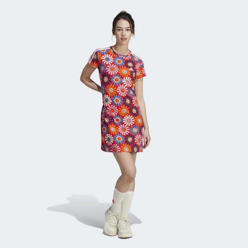 adidas red floral dress WOMEN'S TREFOIL TANK DRESS AY7958