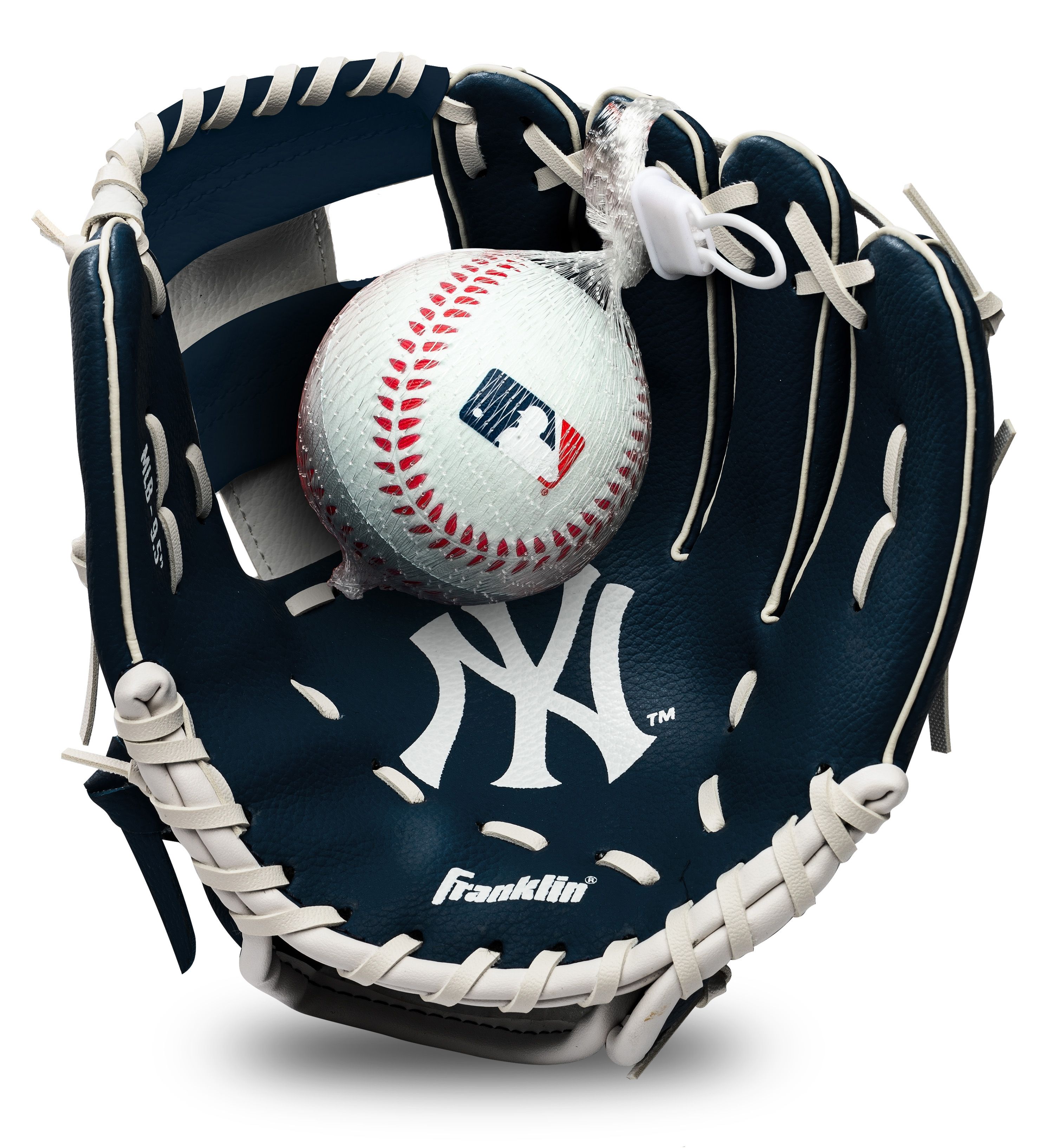 FRANKLIN NEW YORK YANKEES MLB TEAM GLOVE AND BALL SET-NAVY BLUE/WHITE - 76099F10