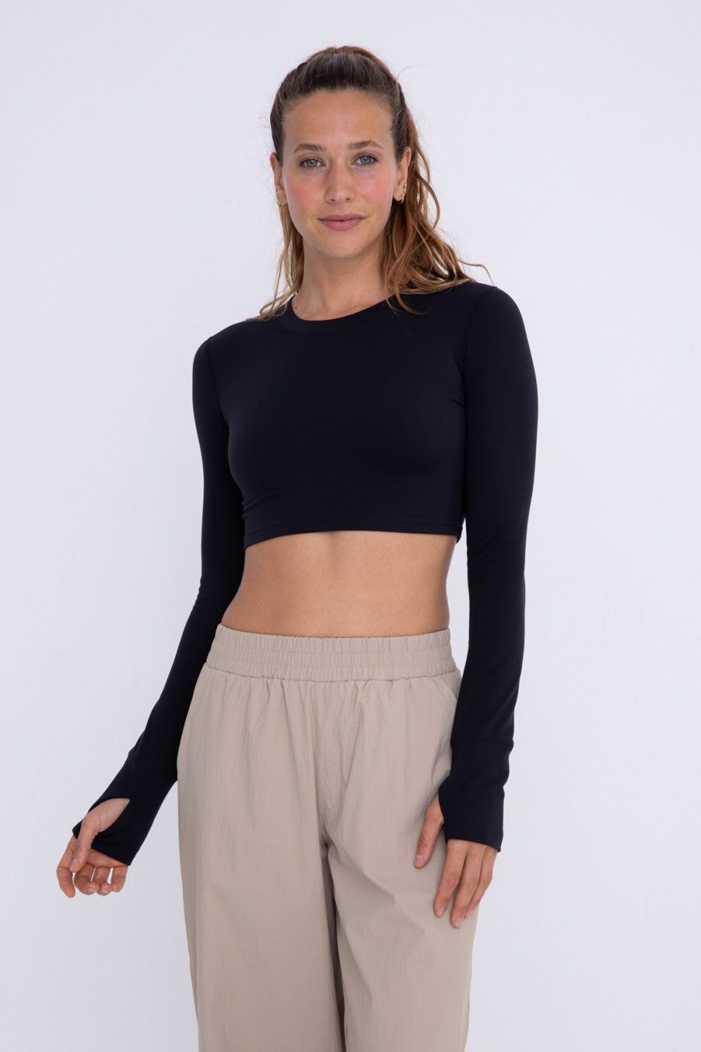 Active Cropped Long Sleeve with Thumb Holes - AT-A08104