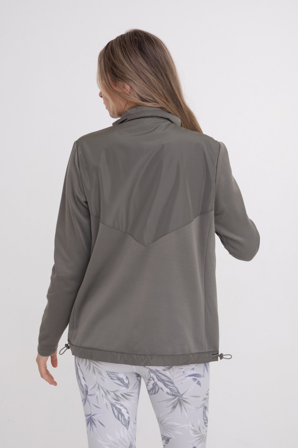 Fabric Contrast Zip-Up Jacket - KJ-B1001