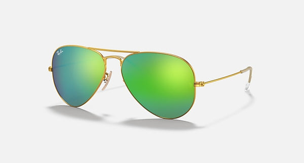 AVIATOR LARGE MT. GOLD W/ GREEN MIRROR - RB3025-11219