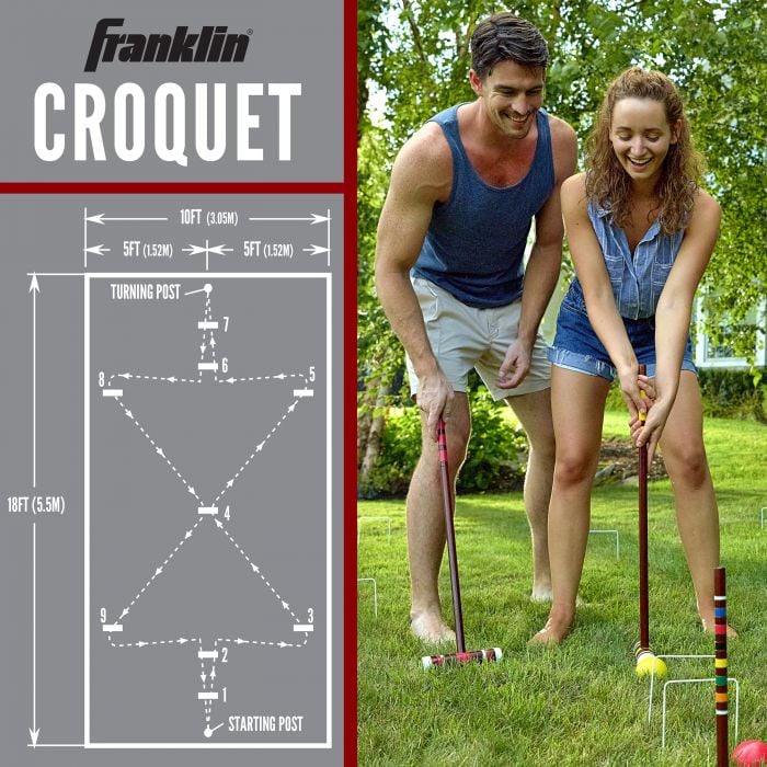 Franklin Sports 50211 Family Croquet Set, Wood Mallet - 50211