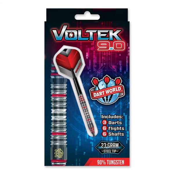 23gr Voltek9.0 90% Tung Steel Tip Darts Chrome/Black/Red - 16921