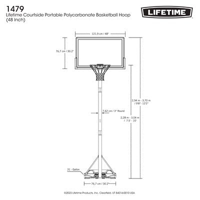 Lifetime Adjustable Portable Basketball Hoop (48-Inch Polycarbonate) - 1531