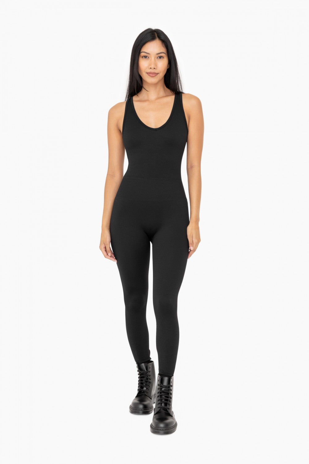 Ribbed Seamless V-Neck Catsuit - AP6388