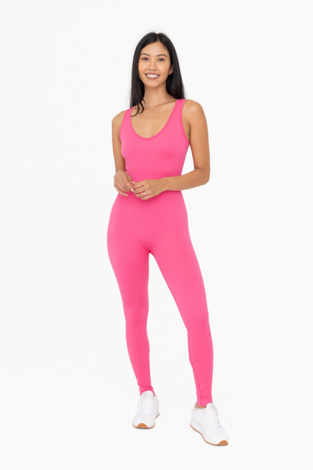 Ribbed Seamless V-Neck Catsuit - AP6388