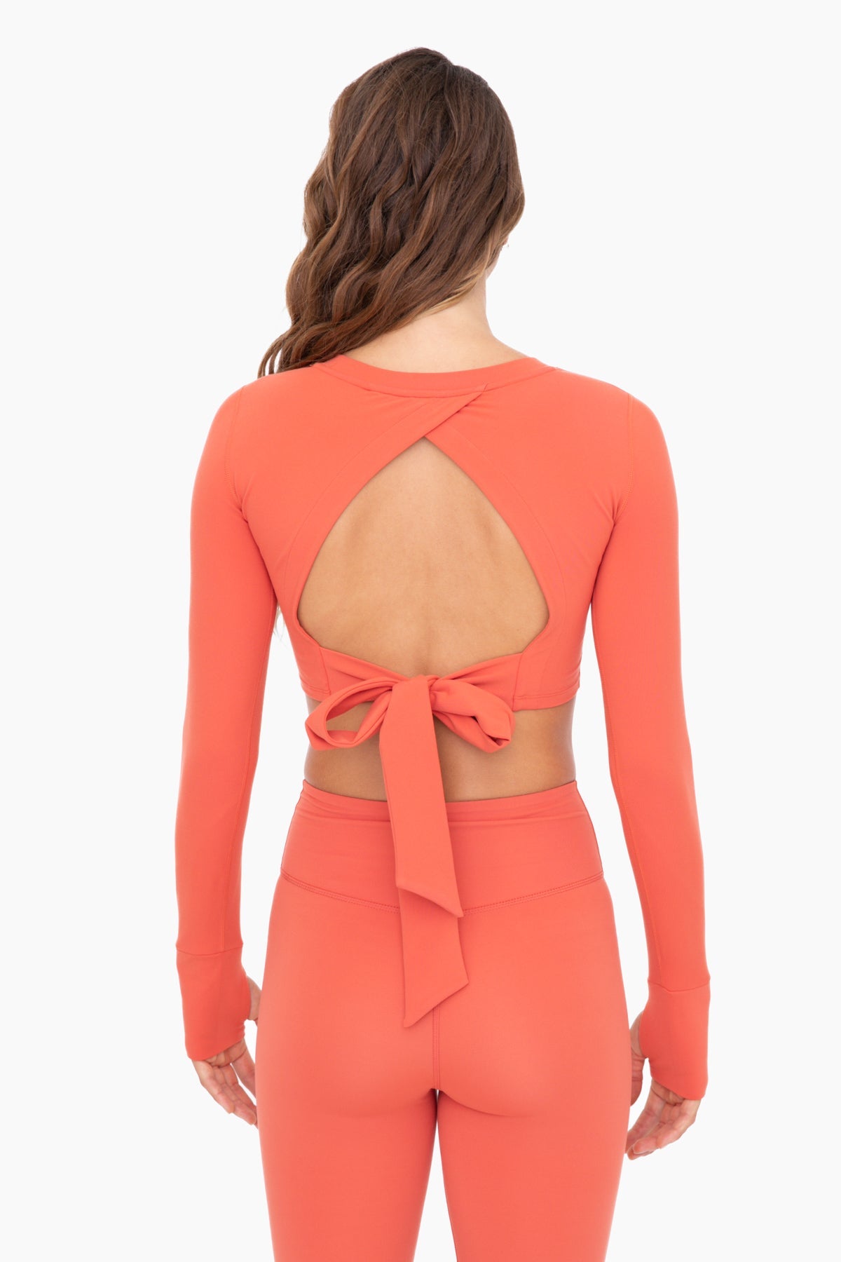 Cropped Long-Sleeve Top With Tie-Back - AT-A0731