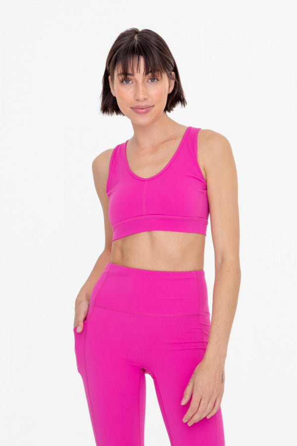 MONO B BRONZZE NEWPORT CUTOUT OVERLAY BACK SPORTS BRA - AT-A0737