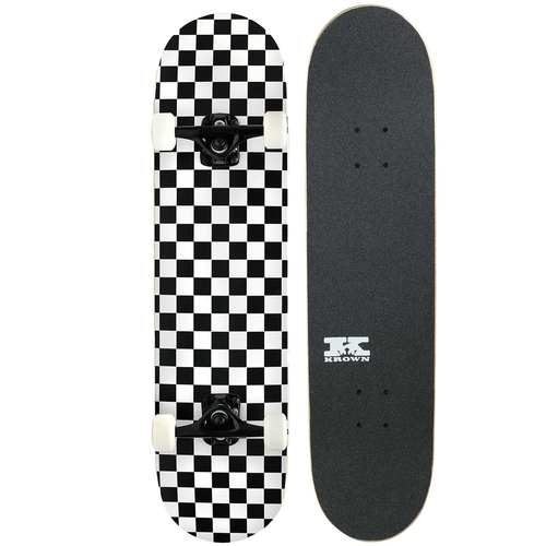 KPC Complete Black/White Checker Skateboard 7.75" - KPC-310