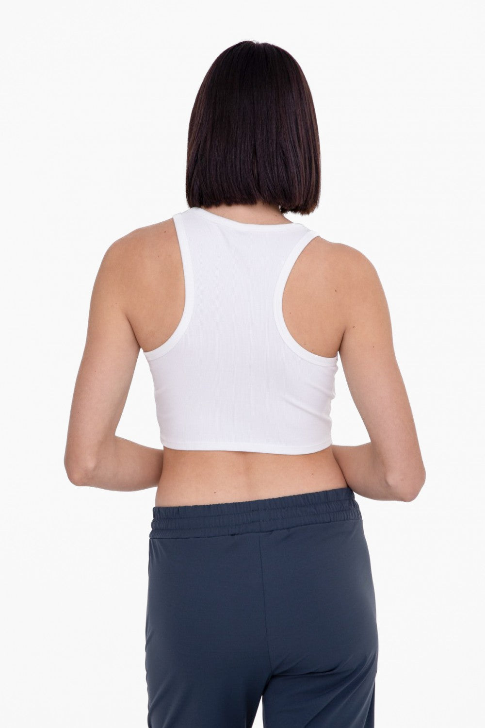 Micro-Ribbed Cropped Racer Athleisure Tank Top - KT11624