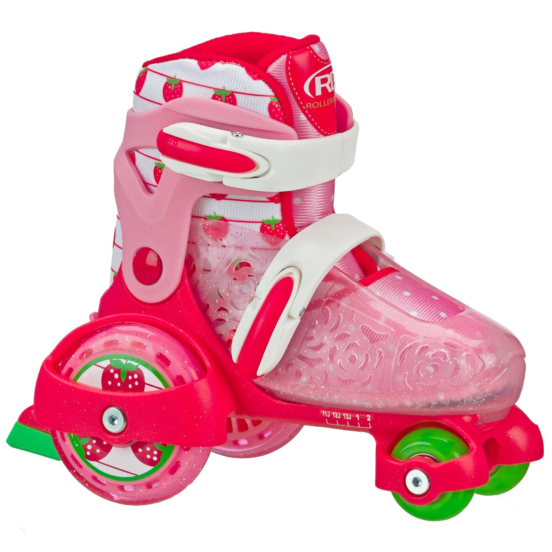 ROLLER DERBY FUNROLL GIRL SIZE 11-2 ADJUSTABLE QUAD SKATES STRAWBERRY - 1963BM