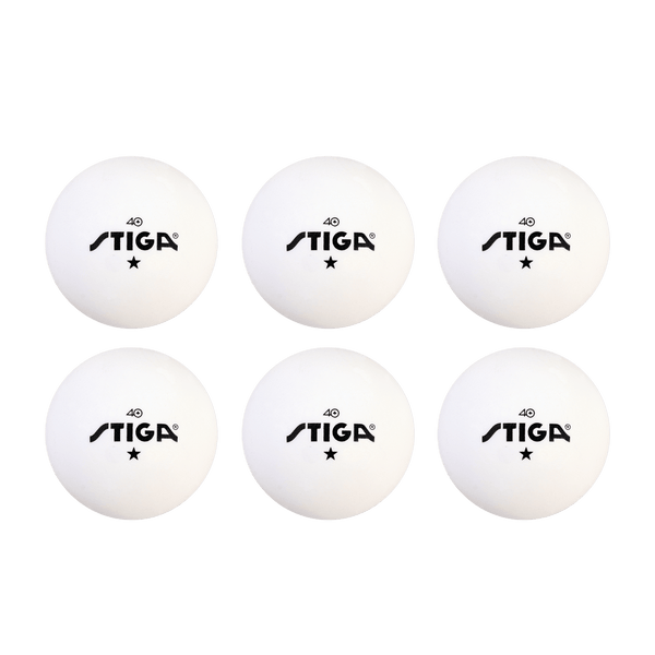 STIGA One-Star White 6 Pack Table Tennis Balls - T1409