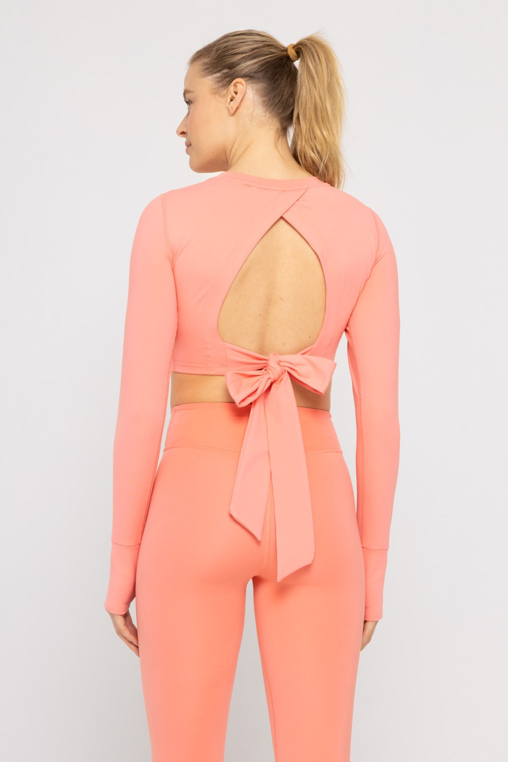 Cropped Long-Sleeve Top With Tie-Back - AT-A0731