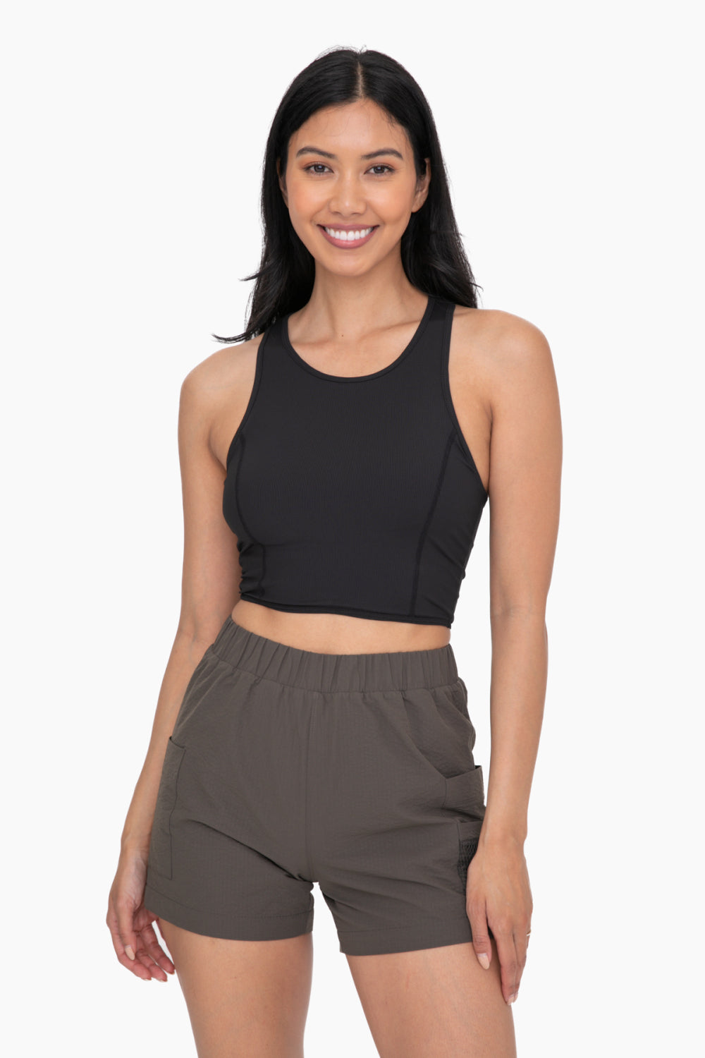 RIBBED RACERBACK CROPPED ACTIVE TOP - AT-B0488