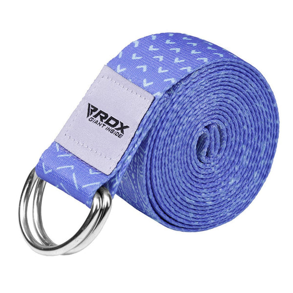 RDX F14 D-Ring Steel Buckle Cotton Yoga Strap Blue - PCB-D8F14