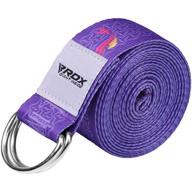 RDX F2 D-Ring Steel Buckle Cotton Yoga Strap Purple - PCB-D8F2