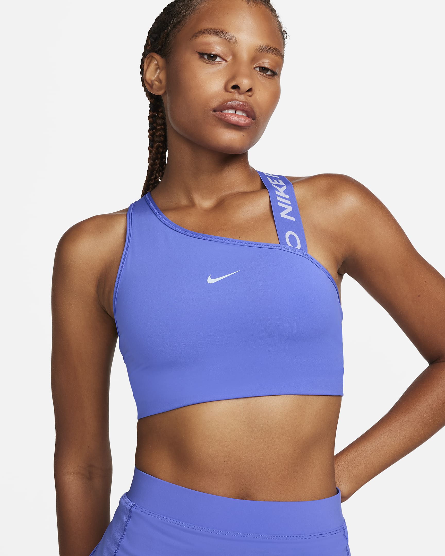 Nike Dri-FIT Swoosh Medium-Support 1-Piece Pad Asymmetrical Sports Bra - DM0570