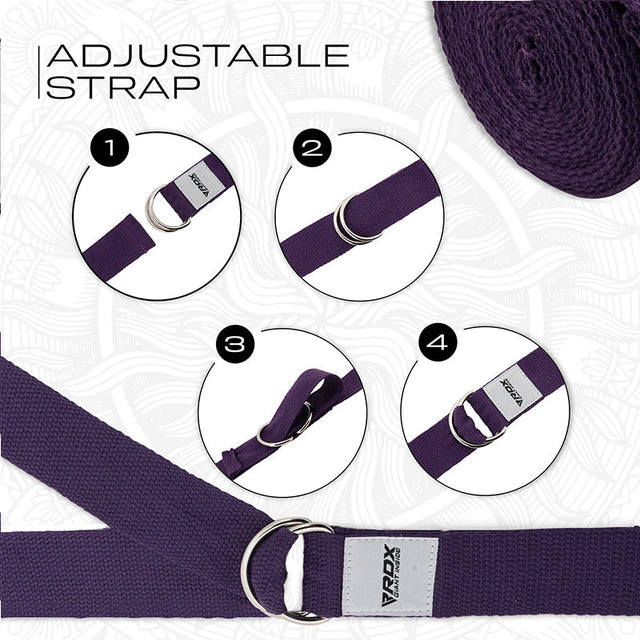 RDX P8 8ft Yoga Strap with D-Ring Buckle Purple - PCB-P8MV