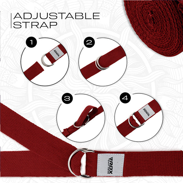 RDX P8 8ft Yoga Strap with D-Ring Buckle Red - PCB-P8FR