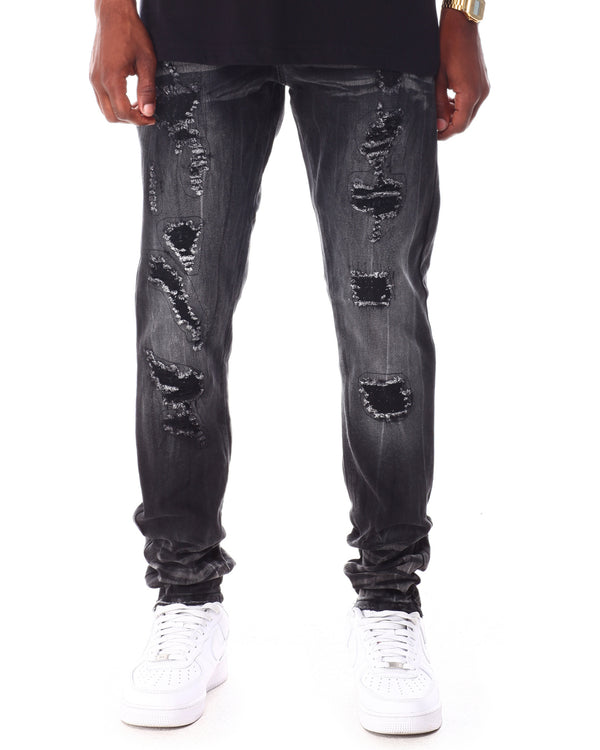 RIP OFF / DISTRESSED SLIM FIT JEANS - P1299