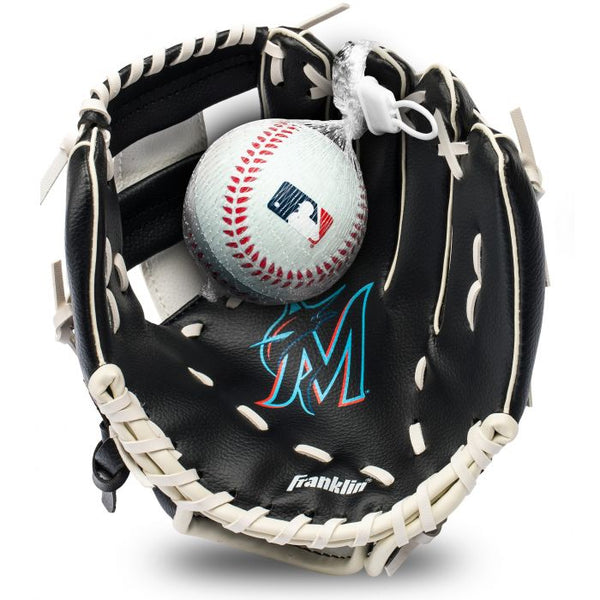 FRANKLIN MARLINS MLB TEAM GLOVE AND BALL SET-BLACK/WHITE - 76099F28