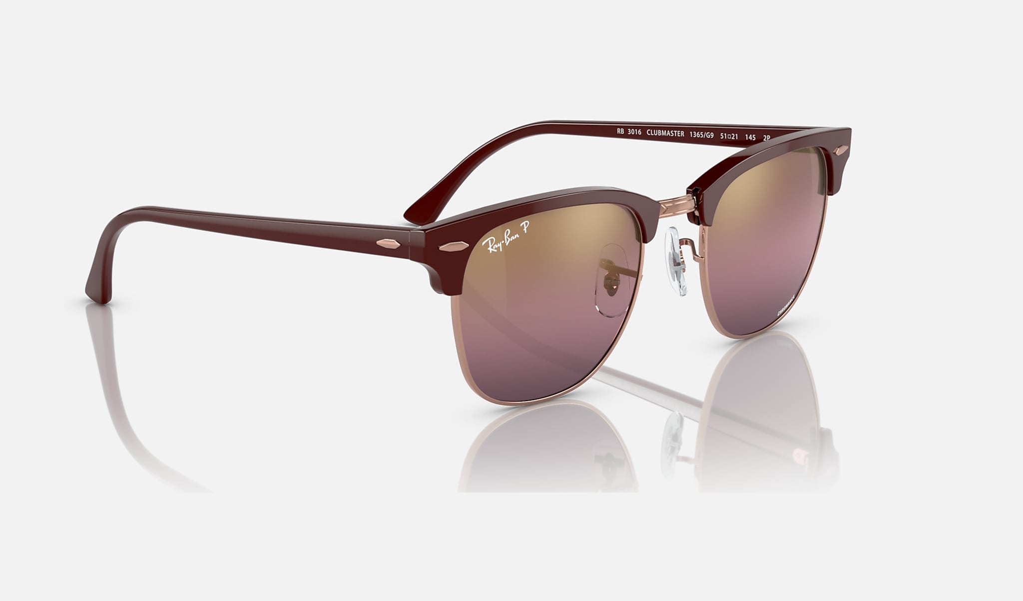CLUBMASTER - BORDEAUX ON ROSE GOLD - RB30161365G9
