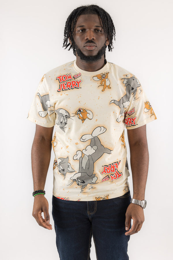 MENS TOM & JERRY ALLOVER PRINT TEE - 22121-W1042