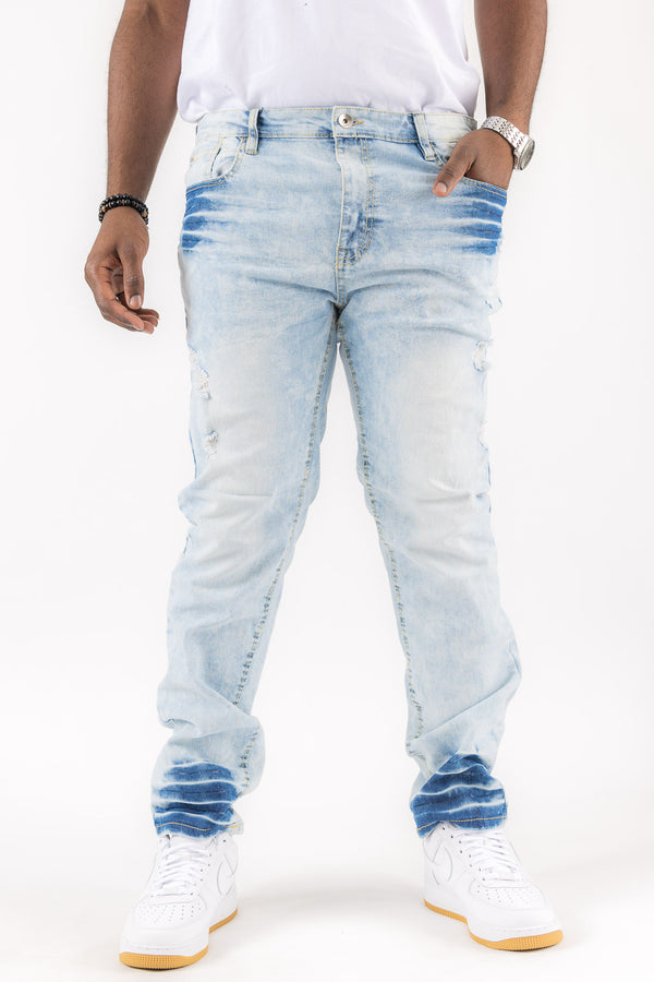 MENS STRETCH RIPPED DENIM - 22131-3015