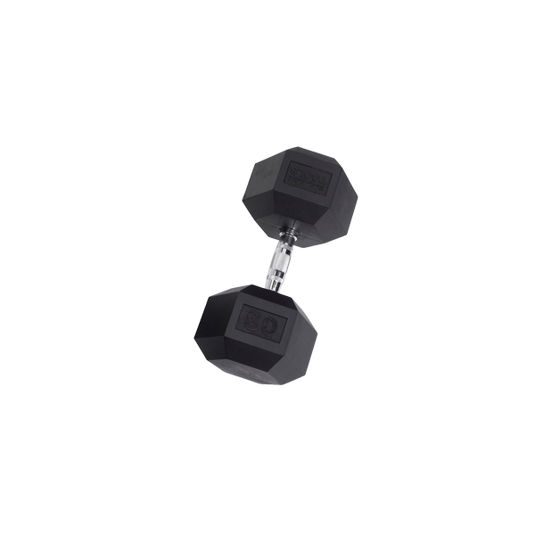 80LB RUBBER HEX DUMBELL - SDR80