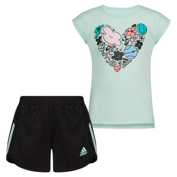 LITTLE GIRLS GRAPHIC TEE / SHORT SET - AG4580C