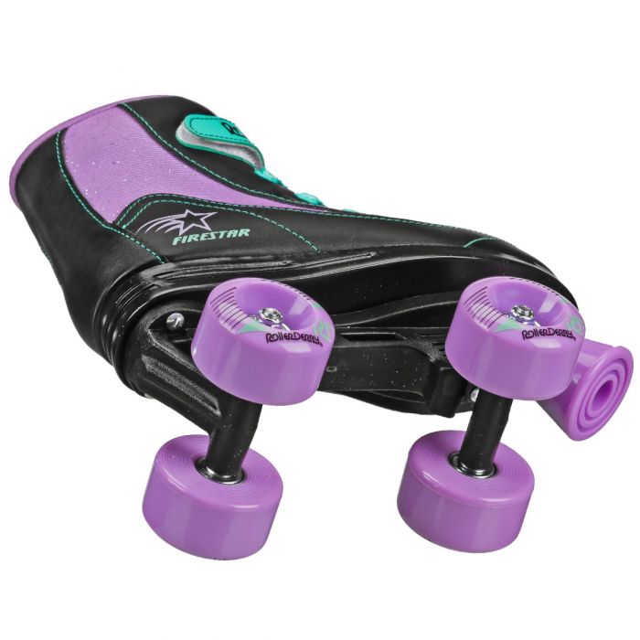ROLLER DERBY FIRESTAR GIRLS PURPLE/BLACK/MINT QUAD HI TOP SKATES SIZES 12-4 - 1978PBM
